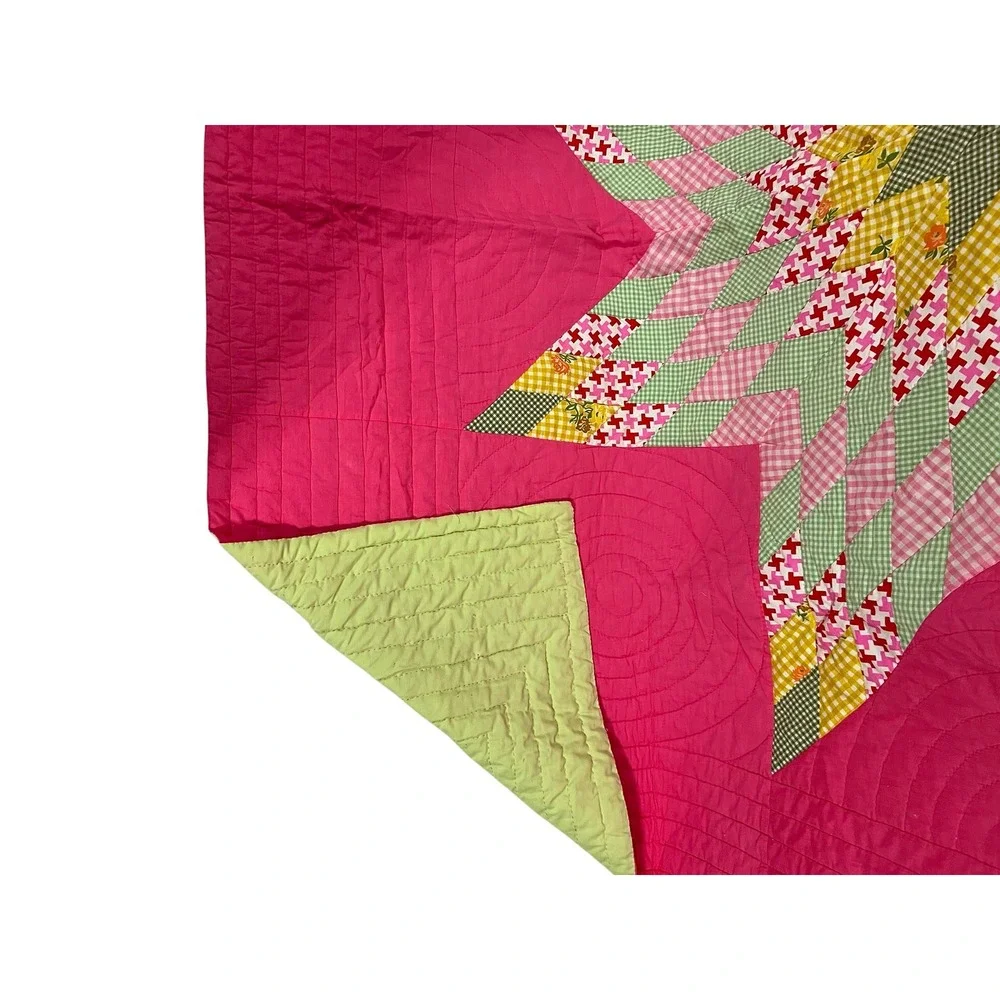 Handmade Vintage Hand Stitched Star Quilt Full Queen Topper 80x86